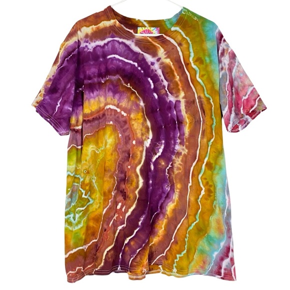 Handmade Geode Tie Dye Shirt Mens Size 2XL Unisex XXL Tee Tshirt Cotton Crewneck - Picture 1 of 8